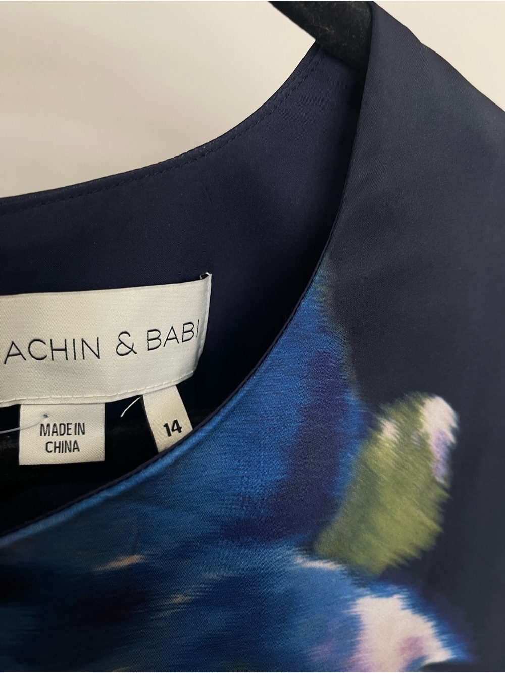 Sachin & Babi Alex Gown in Midnight Corsage Navy Blue Floral Satin Dress Size 14 - Picture 10 of 17